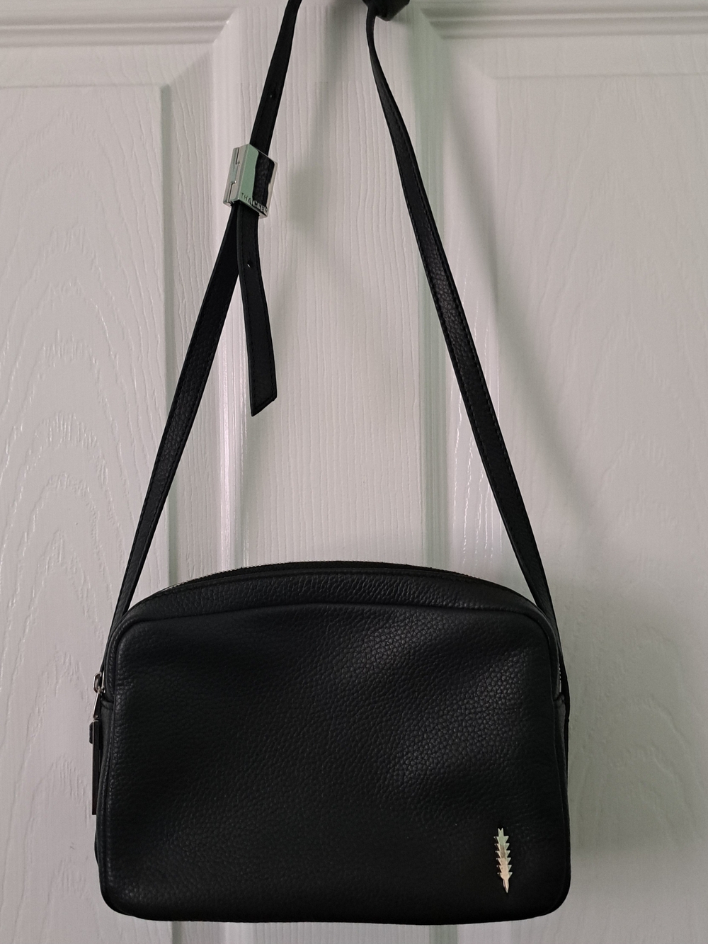 Thacker Black Pebbled Leather Crossbody Bag